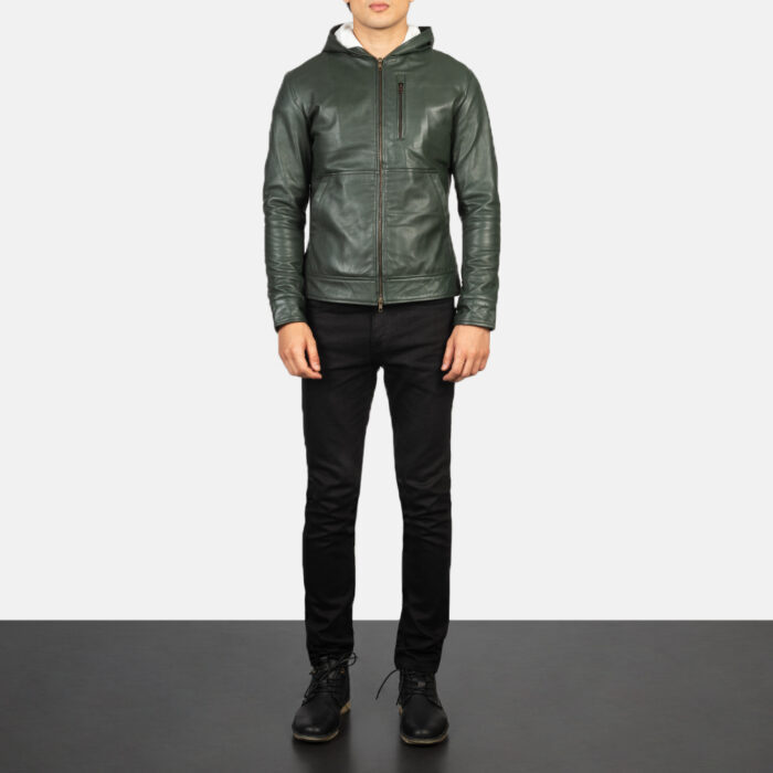 baston-green-hooded-leather-bomber-jacket