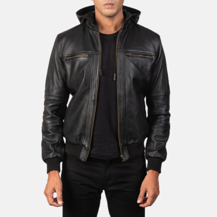 bouncer-biz-black-leather-bomber-jacket