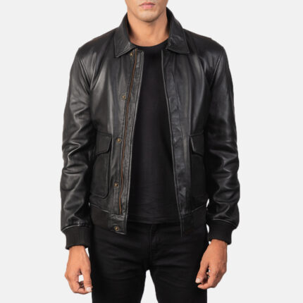 coffmen-black-a2-leather-bomber-jacket