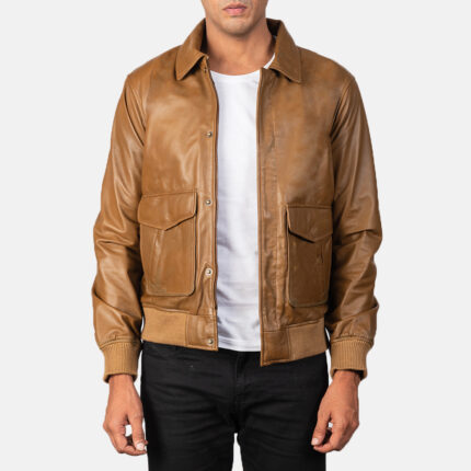 coffmen-olive-brown-a2-leather-bomber-jacket