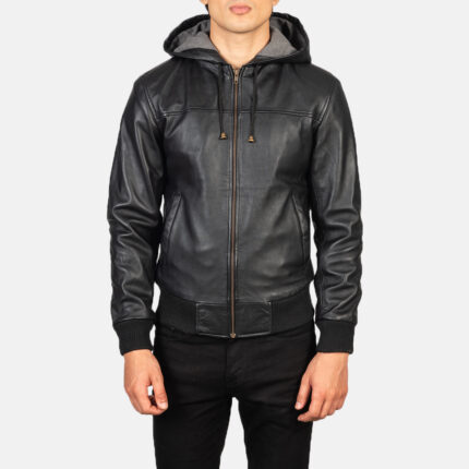 nintenzo-black-hooded-leather-bomber-jacket
