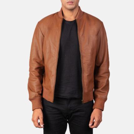 shane-brown-leather-bomber-jacket